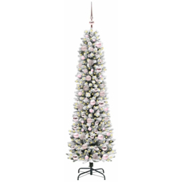 vidaXL Pre-Lit Warm White LED and Pink Baubles White Artificial Christmas Tree with Stand 5.9ft - Wilko - thumbnail 1