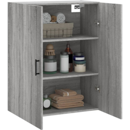 vidaXL 2 Door Grey Sonoma Wall Mounted Cabinet - Size: 90 x 69.5 x 34cm - Wilko - thumbnail 6