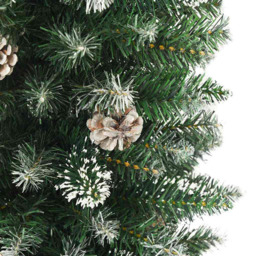 vidaXL Pre-Lit Warm White LED and Black Baubles Green Slim Artificial Christmas Tree 6.8ft - Wilko - thumbnail 7