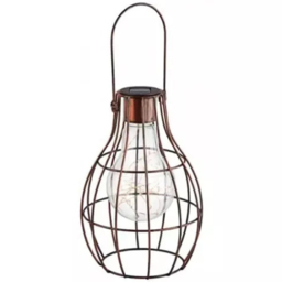 Garden Mile Firefly Bulb Lantern Solar LED Light - Size: 16 x 12 x 12cm - Brown - Wilko