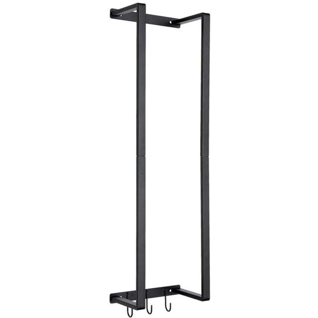 H&O Direct Single Shelf Black Wall Towel Rack with Hooks - Size: 71 x 21 x 14.5cm - Wilko - image 1