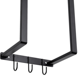 H&O Direct Single Shelf Black Wall Towel Rack with Hooks - Size: 71 x 21 x 14.5cm - Wilko - thumbnail 4
