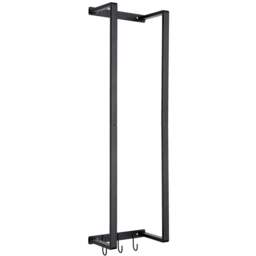 H&O Direct Single Shelf Black Wall Towel Rack with Hooks - Size: 71 x 21 x 14.5cm - Wilko