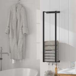 H&O Direct Single Shelf Black Wall Towel Rack with Hooks - Size: 71 x 21 x 14.5cm - Wilko - thumbnail 3