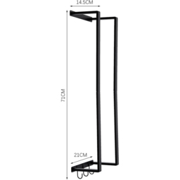 H&O Direct Single Shelf Black Wall Towel Rack with Hooks - Size: 71 x 21 x 14.5cm - Wilko - thumbnail 6