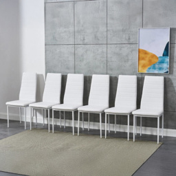 Kosy Koala 6 Seater Faux Leather Glass Dining Set White - Black - Wilko - thumbnail 5