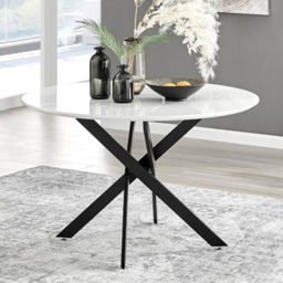 Furniturebox Arona Solara 6 Seater Round Dining Set White Gloss Black and Cappuccino - Brown - Wilko - thumbnail 3