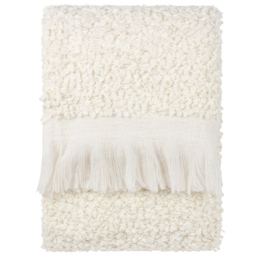 Yard Ulsmere Ecru Boucle Fringed Throw 130 x 180cm - Size: 180 x 130cm - Cream - Yard Living - Wilko