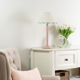 ValueLights Bobbins Green Scallop Shade Rose Pink LED Table Lamp - Size: 45 x 27 x 27cm - Wilko - thumbnail 5