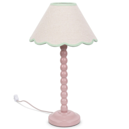 ValueLights Bobbins Green Scallop Shade Rose Pink LED Table Lamp - Size: 45 x 27 x 27cm - Wilko - thumbnail 1