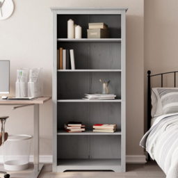vidaXL Bodo 5 Shelf Grey Solid Pine Wood Bookcase - Size: 173 x 82 x 40cm - Wilko