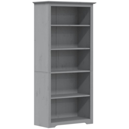 vidaXL Bodo 5 Shelf Grey Solid Pine Wood Bookcase - Size: 173 x 82 x 40cm - Wilko - thumbnail 3