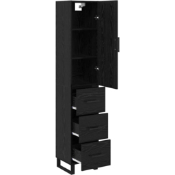 vidaXL Single Door 3 Drawer Black Oak Sideboard - Size: 180 x 34.5 x 34cm - Wilko - thumbnail 6