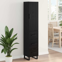 vidaXL Single Door 3 Drawer Black Oak Sideboard - Size: 180 x 34.5 x 34cm - Wilko