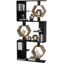 Decorotika Darla 9 Shelf Black and Oud Geometric Bookcase - Size: 171 x 90 x 24.6cm - Multi - Wilko - thumbnail 5