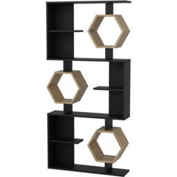 Decorotika Darla 9 Shelf Black and Oud Geometric Bookcase - Size: 171 x 90 x 24.6cm - Multi - Wilko - thumbnail 3