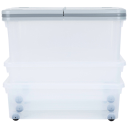 Wham Stackable Plastic Cool Grey Storage Box with Wheels and Folding Lid 3 Piece - Wilko - thumbnail 4