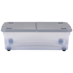 Wham Stackable Plastic Cool Grey Storage Box with Wheels and Folding Lid 3 Piece - Wilko - thumbnail 7