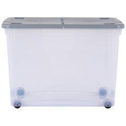 Wham Stackable Plastic Cool Grey Storage Box with Wheels and Folding Lid 3 Piece - Wilko - thumbnail 5