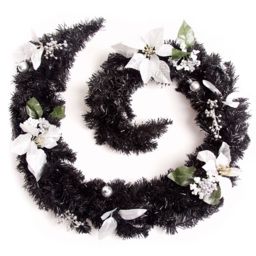 Best Artificial Black and Silver Christmas Garland 180cm - Wilko - thumbnail 1