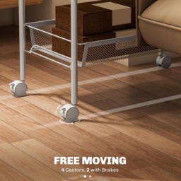 HOMCOM 5-Tier White Utility Rolling Cart with Removable Mesh Baskets - Size: 106 x 26.5 x 45cm - Wilko - thumbnail 7