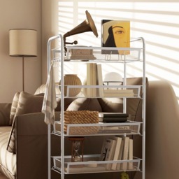 HOMCOM 5-Tier White Utility Rolling Cart with Removable Mesh Baskets - Size: 106 x 26.5 x 45cm - Wilko - thumbnail 6