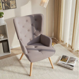 Living and Home Grey Flannel Upholstered Tufted Lounge Chair - Size: Single - Wilko - thumbnail 4
