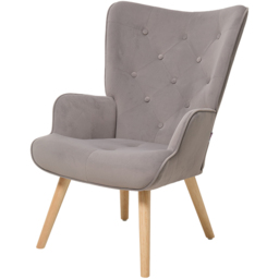 Living and Home Grey Flannel Upholstered Tufted Lounge Chair - Size: Single - Wilko - thumbnail 3