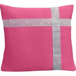 Velosso Diamante Cross Fuchsia Filled Cushion 43 x 43cm 2 Pack - Pink - Wilko