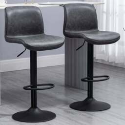 Portland Dark Grey Swivel Base Bar Stool Set of 2 - Wilko - thumbnail 1