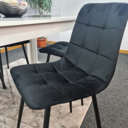 Kosy Koala 4 Seater Velvet Dining Set White and Black - Size: 87 x 59 x 45cm - White Black - Portland - Wilko - thumbnail 3
