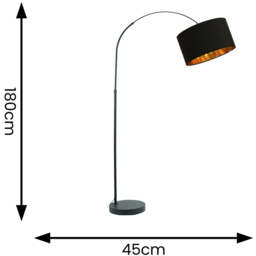 ValueLights Louis Black and Gold Shade Black Curved LED Floor Lamp - Size: 180 x 45 x 105cm - Wilko - thumbnail 5