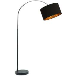 ValueLights Louis Black and Gold Shade Black Curved LED Floor Lamp - Size: 180 x 45 x 105cm - Wilko