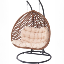 Henley 2 Seater Rattan Cream Swing Egg Pod Chair - Wilko - thumbnail 3