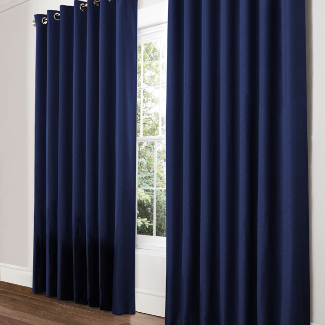 Alan Symonds Amond Blue Blackout Ring Top Eyelet Curtains 228 x 228cm - Size: W 228 x D 228cm - Wilko - image 1