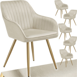 tectake Marilyn Set of 6 Cream Gold Quilted Velvet Dining Chair - Wilko - thumbnail 3