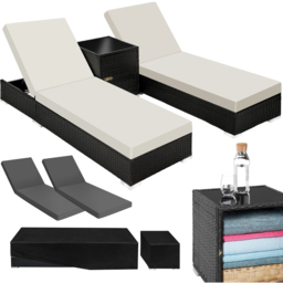 tectake Set of 2 Black Aluminium Sun Lounger with Rain Cover - Size: 2 Seater - Wilko - thumbnail 3