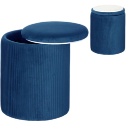 Portland Blue Round Storage Ottoman with Removable Top - Size: 45 x 35 x 35cm - Wilko - thumbnail 3