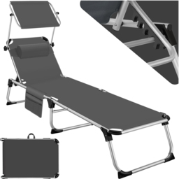 tectake Aurelie Grey 6 Position Backrest Foldable Sun Lounger with Headrest - Size: 1 Seater - Wilko - thumbnail 3
