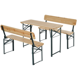 Outsunny 3 Piece Wooden Foldable Table and Bench Set - Size: 4 Seater - Brown - Wilko - thumbnail 3