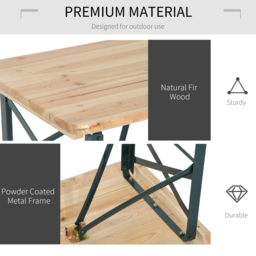Outsunny 3 Piece Wooden Foldable Table and Bench Set - Size: 4 Seater - Brown - Wilko - thumbnail 7