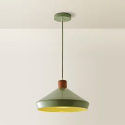 ValueLights Parker Green and Walnut Pendant Light and Bulb - Size: 110 x 35 x 35cm - Wilko - thumbnail 4