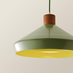 ValueLights Parker Green and Walnut Pendant Light and Bulb - Size: 110 x 35 x 35cm - Wilko - thumbnail 5