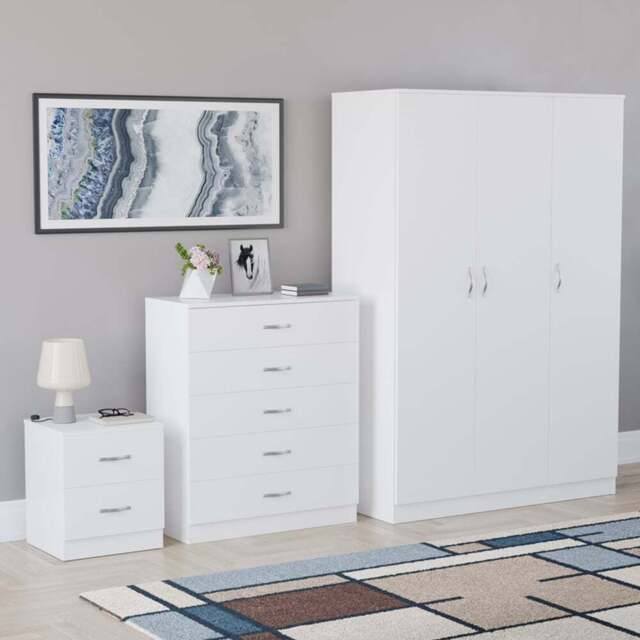 Vida Designs Riano White 3 Piece Bedroom Furniture Set - Wilko - image 1