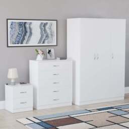 Vida Designs Riano White 3 Piece Bedroom Furniture Set - Wilko - thumbnail 1