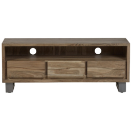 Brooklyn Barima 3 Drawer Single Shelf Wooden TV Unit - Brown - Wilko - thumbnail 4