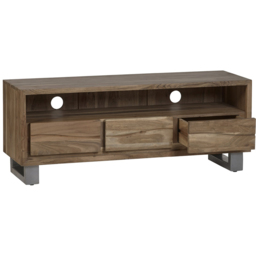 Brooklyn Barima 3 Drawer Single Shelf Wooden TV Unit - Brown - Wilko - thumbnail 5