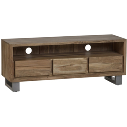 Brooklyn Barima 3 Drawer Single Shelf Wooden TV Unit - Brown - Wilko - thumbnail 3