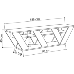 Decortie Ralla 2 Shelf Anthracite Modern TV Unit - Size: 40 x 158 x 30cm - Black - Wilko - thumbnail 5