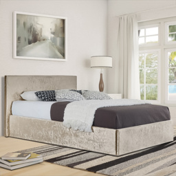 Brooklyn Single Cream Crushed Velvet Ottoman Bed Frame - Wilko